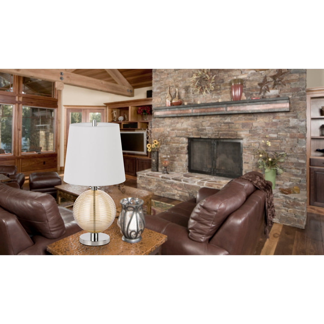 Antique Hardware 150W 3 WAY SALISBURY GLASS TABLE LAMP WITH HARDBACK FABRIC SHADE Table Lamp