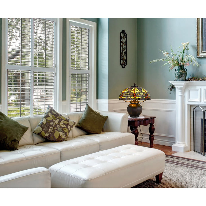 Antique Hardware 60W X 2 TIFFANY TABLE LAMP WITH PULL CHAIN SWITCH WITH METAL LAMP BODY Table Lamp