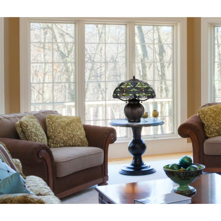 Antique Hardware 60W X 2 TIFFANY TABLE LAMP WITH PULL CHAIN SWITCH WITH METAL LAMP BODY Table Lamp