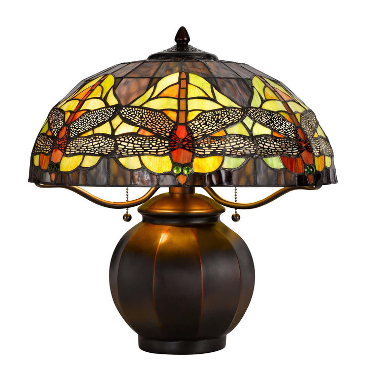 Antique Hardware 60W X 2 TIFFANY TABLE LAMP WITH PULL CHAIN SWITCH WITH METAL LAMP BODY Table Lamp