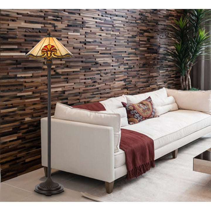 Antique Hardware 60W X 2 TIFFANY TABLE LAMP WITH PULL CHAIN SWITCH WITH METAL AND RESIN LAMP BODY Floor Lamp