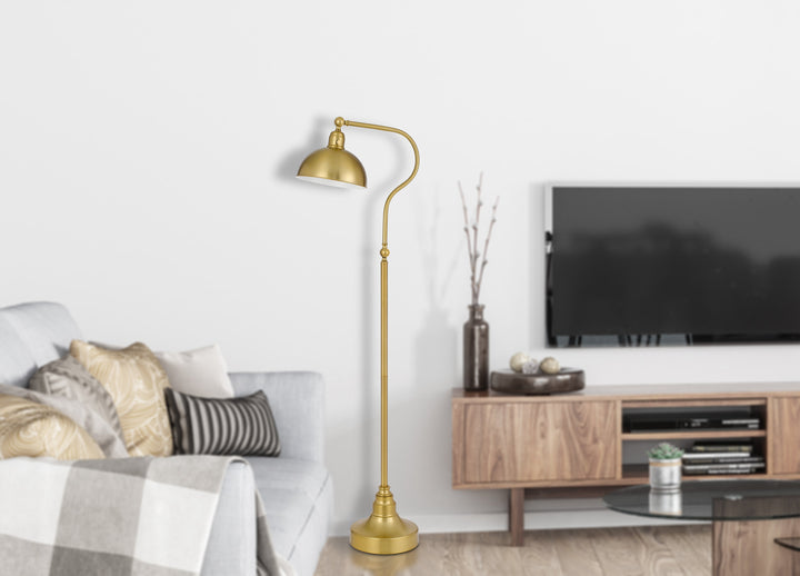 ##Antique Hardware## INDUSTRIAL ADJUSTABLE METAL DOWNBRIDGE FLOOR LAMP WITH HALF DOME METAL SHADE