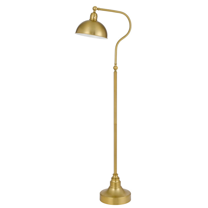 ##Antique Hardware## INDUSTRIAL ADJUSTABLE METAL DOWNBRIDGE FLOOR LAMP WITH HALF DOME METAL SHADE