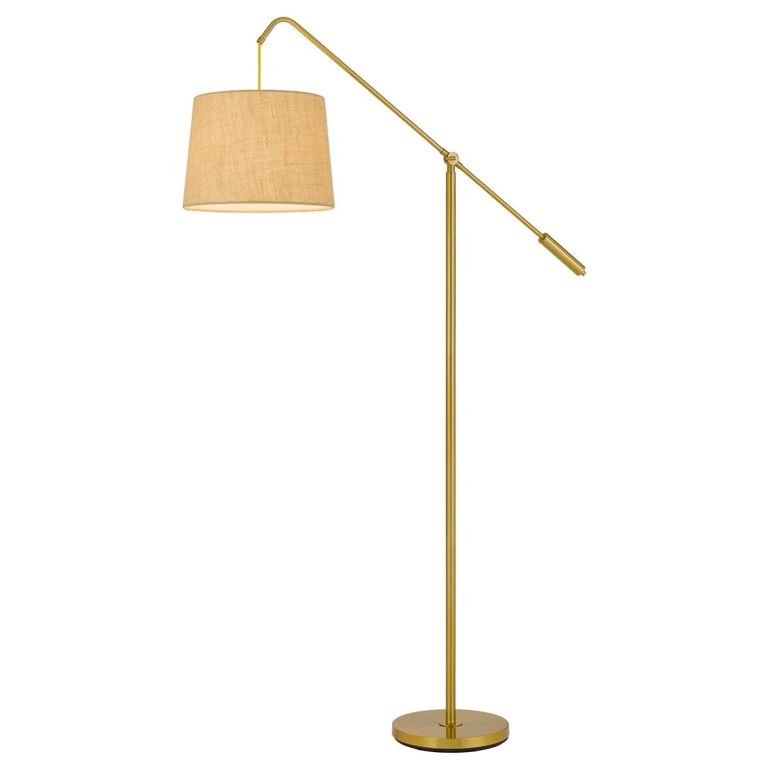 ##Antique Hardware## FISHING ROD ADJUSTABLE METAL FLOOR LAMP WITH BURLAP SHADE