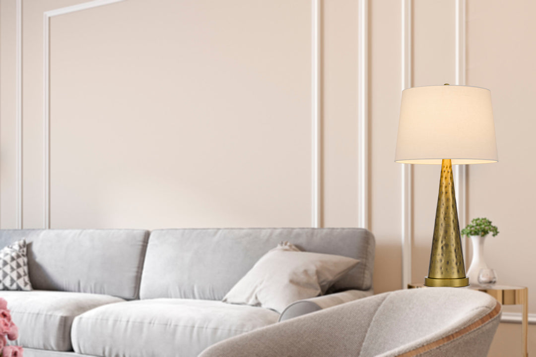 Antique Hardware CUSAGO METAL TABLE LAMP WITH TAPER HARDBACK DRUM SHADE Table Lamp