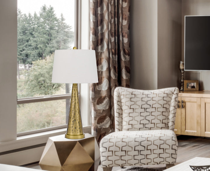 Antique Hardware CUSAGO METAL TABLE LAMP WITH TAPER HARDBACK DRUM SHADE Table Lamp