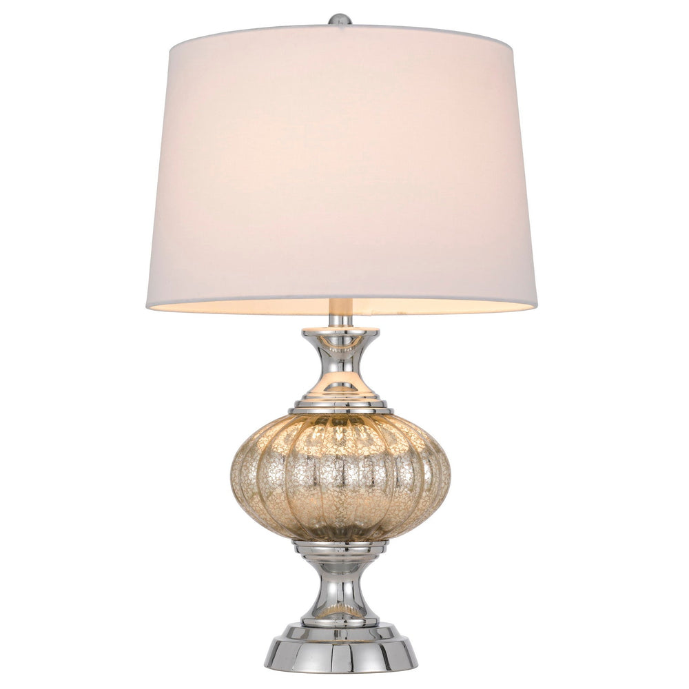 ##Antique Hardware## OSSONA METAL/GLASS TABLE LAMP WITH HARDBACK TAPER DRUM SHADE