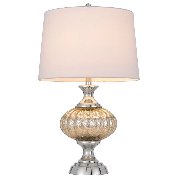 ##Antique Hardware## OSSONA METAL/GLASS TABLE LAMP WITH HARDBACK TAPER DRUM SHADE