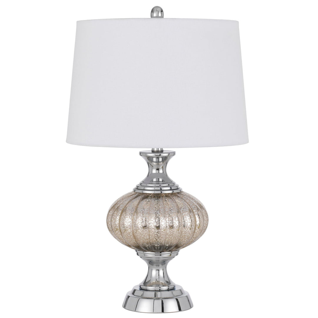 ##Antique Hardware## OSSONA METAL/GLASS TABLE LAMP WITH HARDBACK TAPER DRUM SHADE