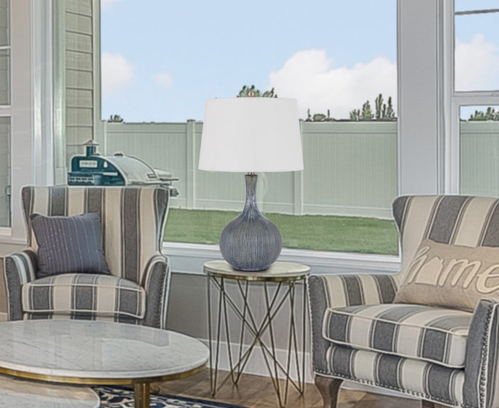 ##Antique Hardware## VERNATE CERAMIC TABLE LAMP WITH HARDBACK TAPER DRUM SHADE