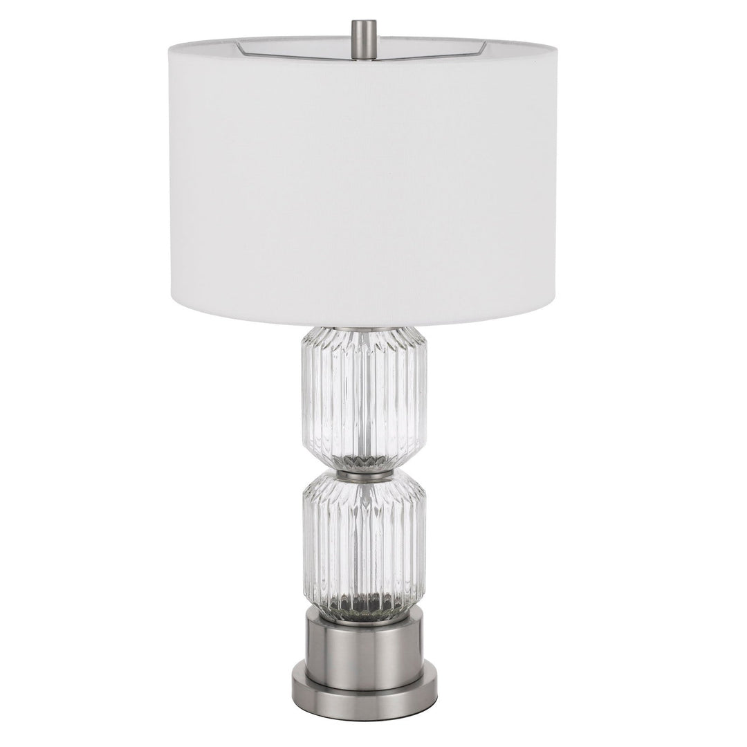 ##Antique Hardware## BRESSO FLUTED GLASS TABLE LAMP WITH HARDBACK DRUM SHADE