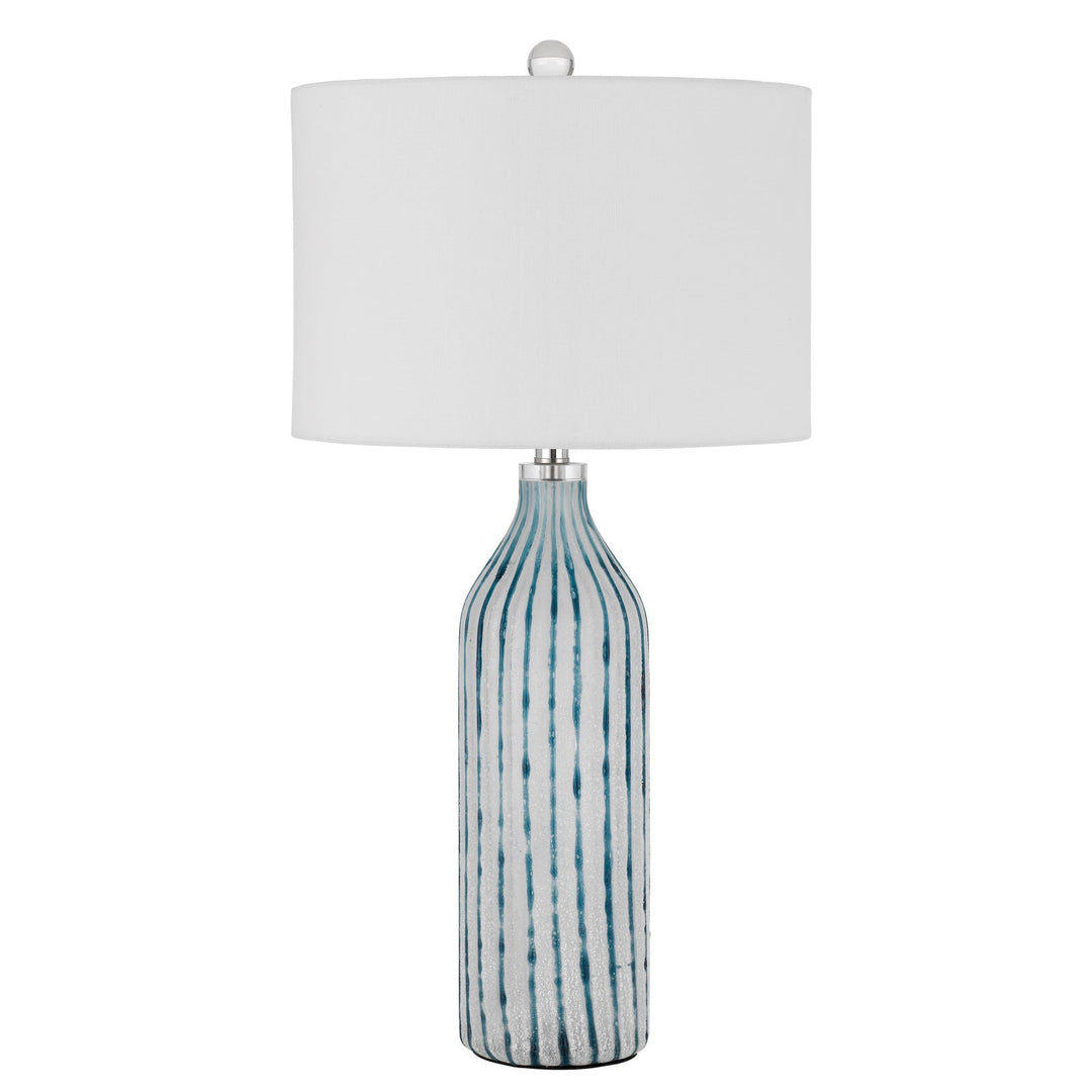 ##Antique Hardware## INVERUNO GLASS TABLE LAMP WITH HARDBACK DRUM SHADE