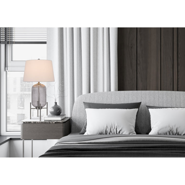 ##Antique Hardware## 150W 3 WAY BELLEVILLE FLUTED GLASS TABLE LAMP