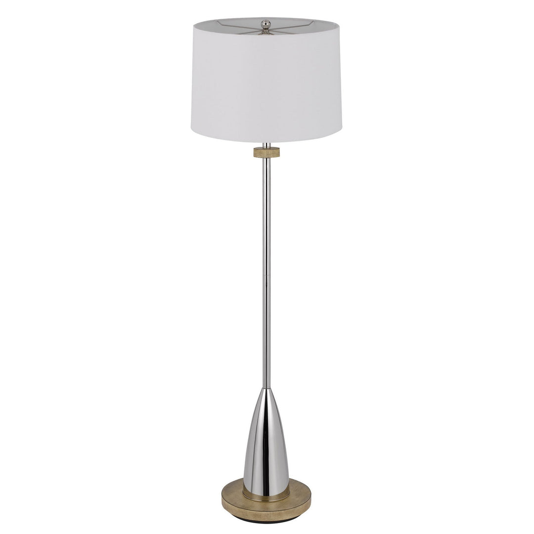 ##Antique Hardware## 150W 3 WAY LOCKPORT METAL FLOOR LAMP WITH RUBBER WOOD BASE