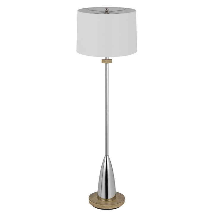 ##Antique Hardware## 150W 3 WAY LOCKPORT METAL FLOOR LAMP WITH RUBBER WOOD BASE