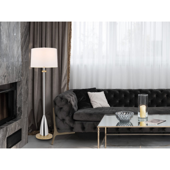 ##Antique Hardware## 150W 3 WAY LOCKPORT METAL FLOOR LAMP WITH RUBBER WOOD BASE