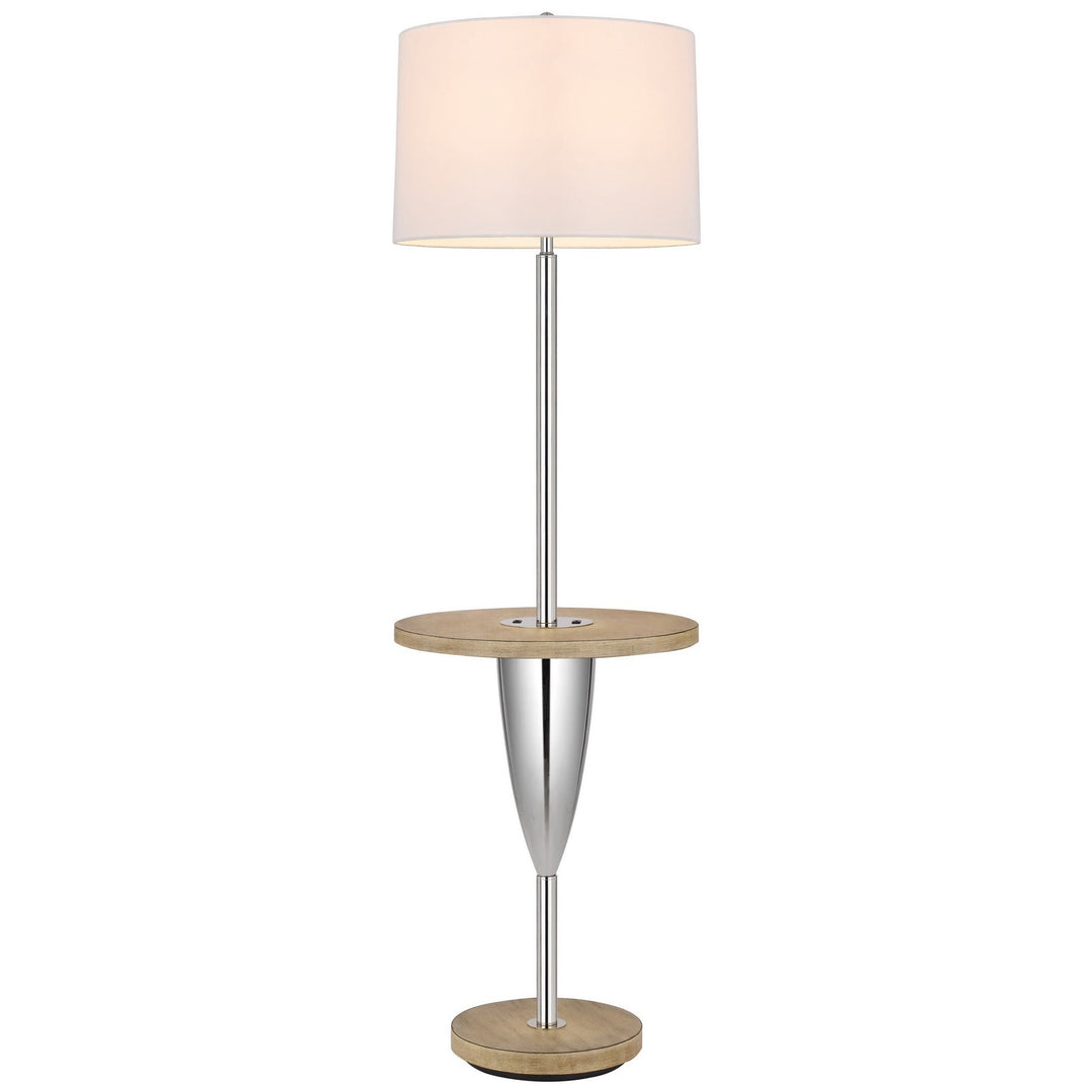 Antique Hardware 150W 3 WAY LOCKPORT METAL FLOOR LAMP WITH RUBBER WOOD TRAY TABLE AND BASE AND 1 USB AND 1 TYPE C USB CHARGING PORT Floor Lamp