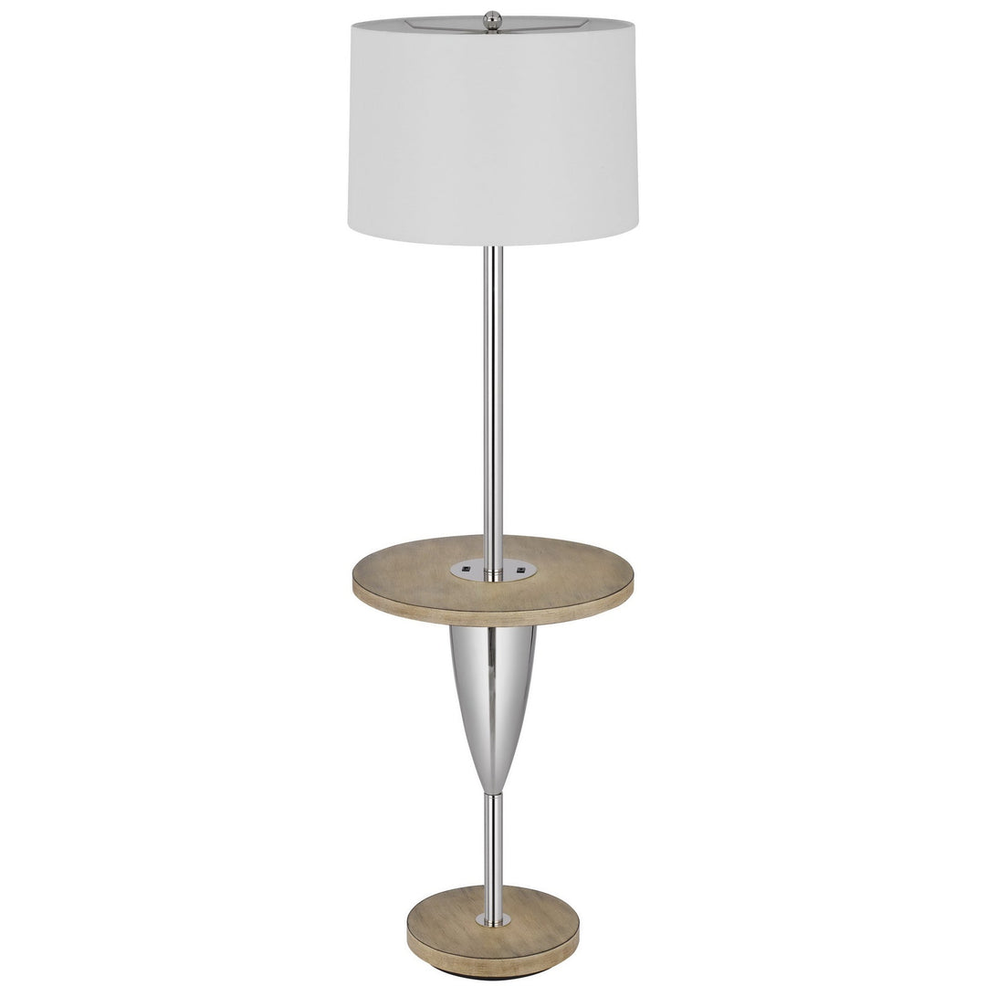 Antique Hardware 150W 3 WAY LOCKPORT METAL FLOOR LAMP WITH RUBBER WOOD TRAY TABLE AND BASE AND 1 USB AND 1 TYPE C USB CHARGING PORT Floor Lamp