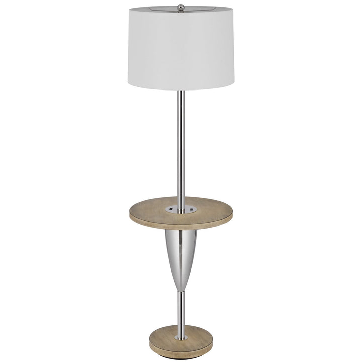 Antique Hardware 150W 3 WAY LOCKPORT METAL FLOOR LAMP WITH RUBBER WOOD TRAY TABLE AND BASE AND 1 USB AND 1 TYPE C USB CHARGING PORT Floor Lamp