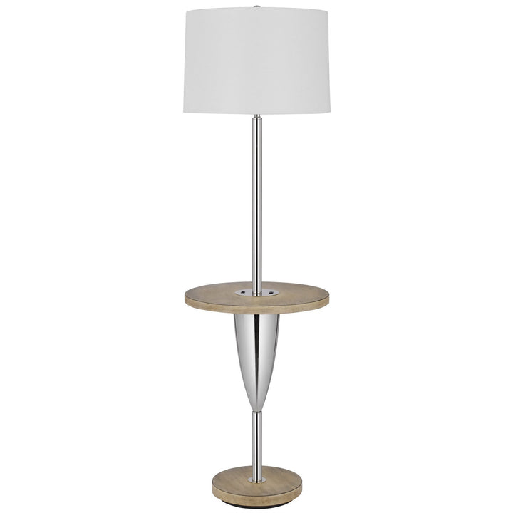 Antique Hardware 150W 3 WAY LOCKPORT METAL FLOOR LAMP WITH RUBBER WOOD TRAY TABLE AND BASE AND 1 USB AND 1 TYPE C USB CHARGING PORT Floor Lamp