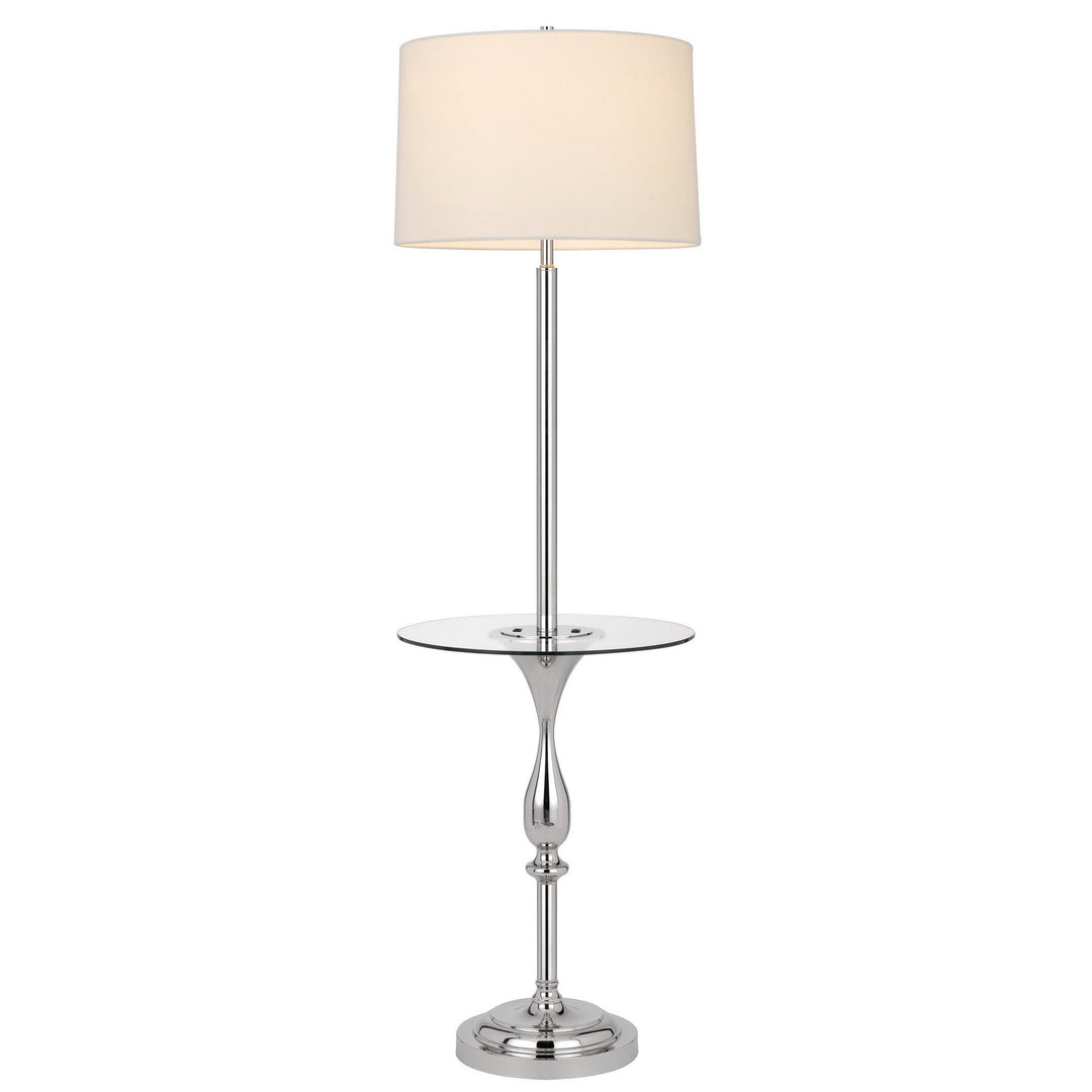 Antique Hardware 150W 3 WAY STURGIS METAL FLOOR LAMP WITH GLASS TRAY TABLE AND 1 USB AND 1 TYPE C USB CHARGING PORTS AND RUBBER WOOD BASE Floor Lamp