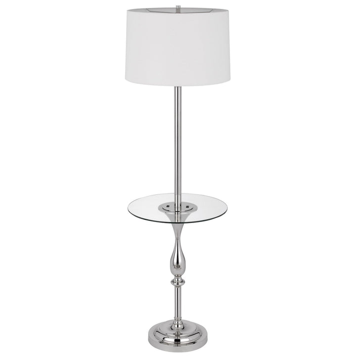 Antique Hardware 150W 3 WAY STURGIS METAL FLOOR LAMP WITH GLASS TRAY TABLE AND 1 USB AND 1 TYPE C USB CHARGING PORTS AND RUBBER WOOD BASE Floor Lamp