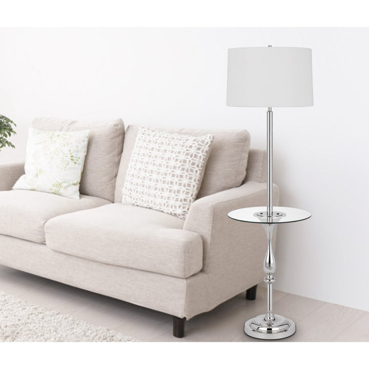 Antique Hardware 150W 3 WAY STURGIS METAL FLOOR LAMP WITH GLASS TRAY TABLE AND 1 USB AND 1 TYPE C USB CHARGING PORTS AND RUBBER WOOD BASE Floor Lamp