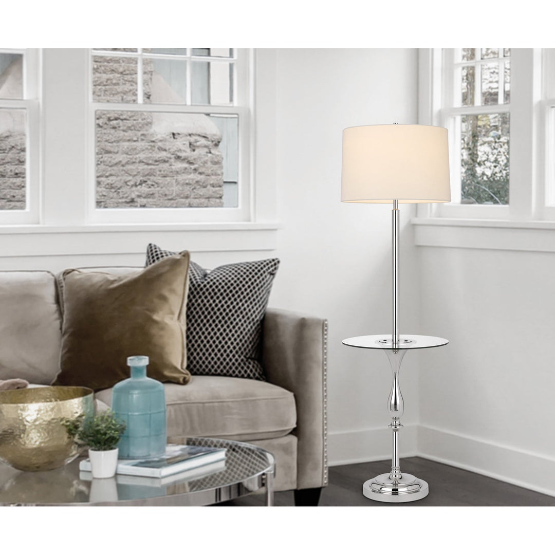 Antique Hardware 150W 3 WAY STURGIS METAL FLOOR LAMP WITH GLASS TRAY TABLE AND 1 USB AND 1 TYPE C USB CHARGING PORTS AND RUBBER WOOD BASE Floor Lamp