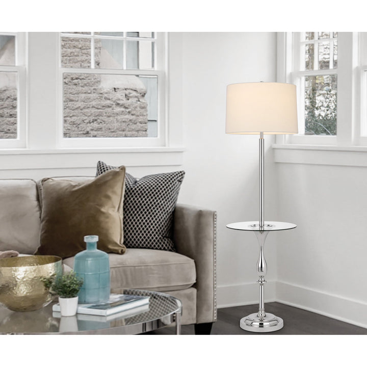 Antique Hardware 150W 3 WAY STURGIS METAL FLOOR LAMP WITH GLASS TRAY TABLE AND 1 USB AND 1 TYPE C USB CHARGING PORTS AND RUBBER WOOD BASE Floor Lamp