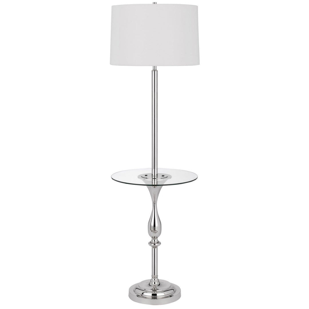 Antique Hardware 150W 3 WAY STURGIS METAL FLOOR LAMP WITH GLASS TRAY TABLE AND 1 USB AND 1 TYPE C USB CHARGING PORTS AND RUBBER WOOD BASE Floor Lamp
