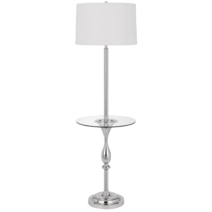 Antique Hardware 150W 3 WAY STURGIS METAL FLOOR LAMP WITH GLASS TRAY TABLE AND 1 USB AND 1 TYPE C USB CHARGING PORTS AND RUBBER WOOD BASE Floor Lamp