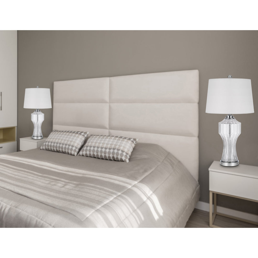 Antique Hardware 100W 3 WAY RESTON COLUMN GLASS TABLE LAMP Table Lamp