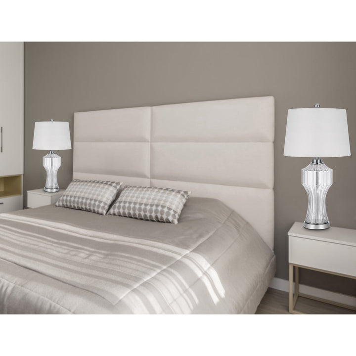 Antique Hardware 100W 3 WAY RESTON COLUMN GLASS TABLE LAMP Table Lamp