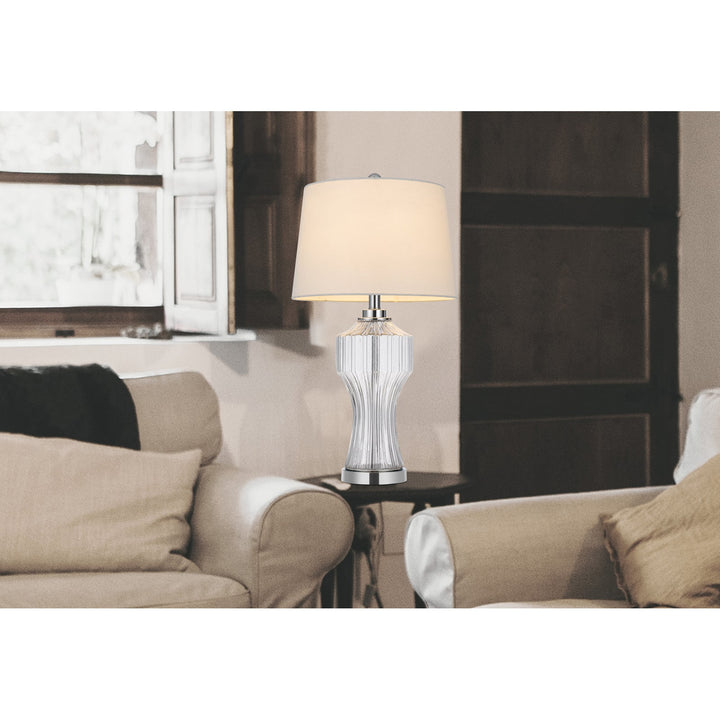 Antique Hardware 100W 3 WAY RESTON COLUMN GLASS TABLE LAMP Table Lamp