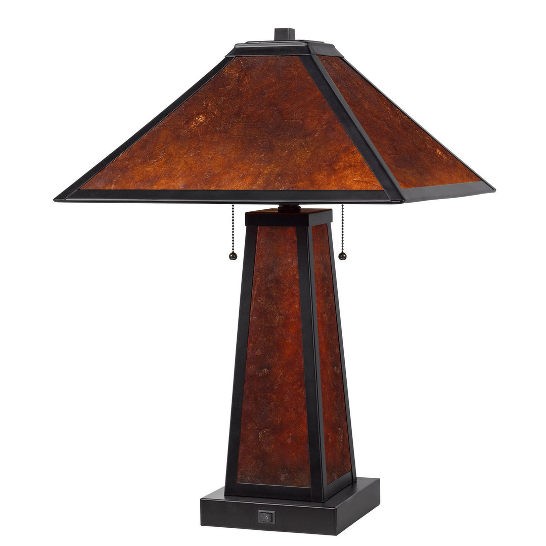 ##Antique Hardware## 60W X 2 NOGALES MISSION STYLE MICA TABLE LAMP WITH 7W NIGHT LIGHT (NIGHT LIGHT BULB INCLUDED)