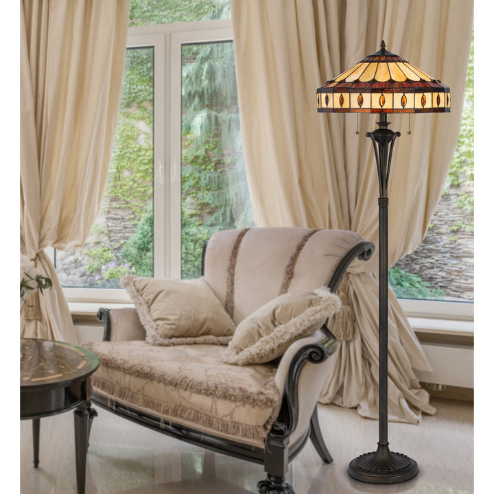 ##Antique Hardware## 60W X 2 TIFFANY FLOOR LAMP