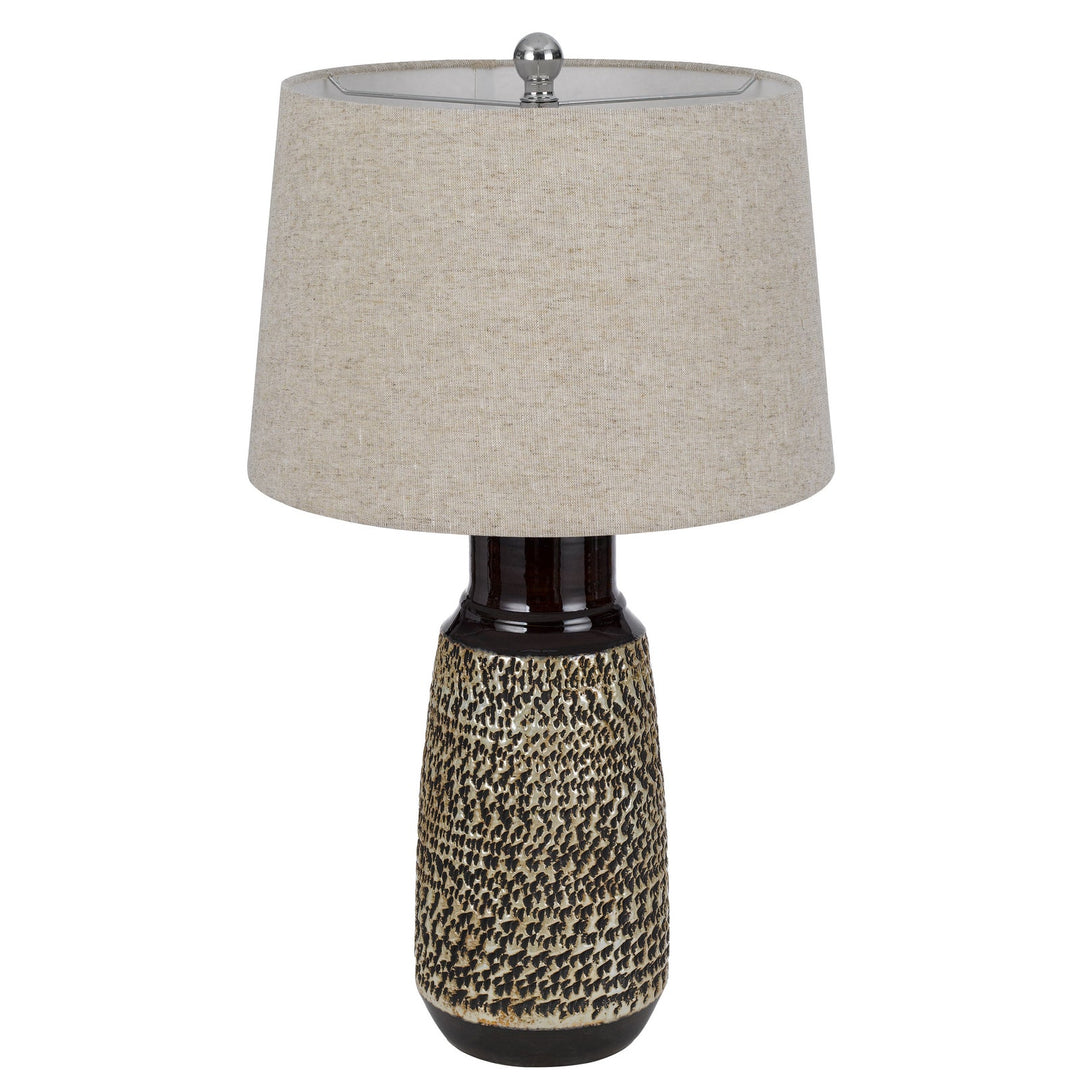 ##Antique Hardware## 150W 3 WAY SCOTTSBORO CERAMIC TABLE LAMP AND HARDBACK TAPER DRUM SOFT BURLAP SHADE (SOLD AS PAIRS)