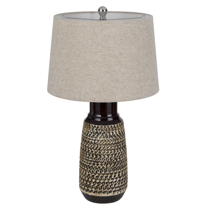 ##Antique Hardware## 150W 3 WAY SCOTTSBORO CERAMIC TABLE LAMP AND HARDBACK TAPER DRUM SOFT BURLAP SHADE (SOLD AS PAIRS)