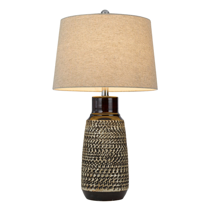 ##Antique Hardware## 150W 3 WAY SCOTTSBORO CERAMIC TABLE LAMP AND HARDBACK TAPER DRUM SOFT BURLAP SHADE (SOLD AS PAIRS)