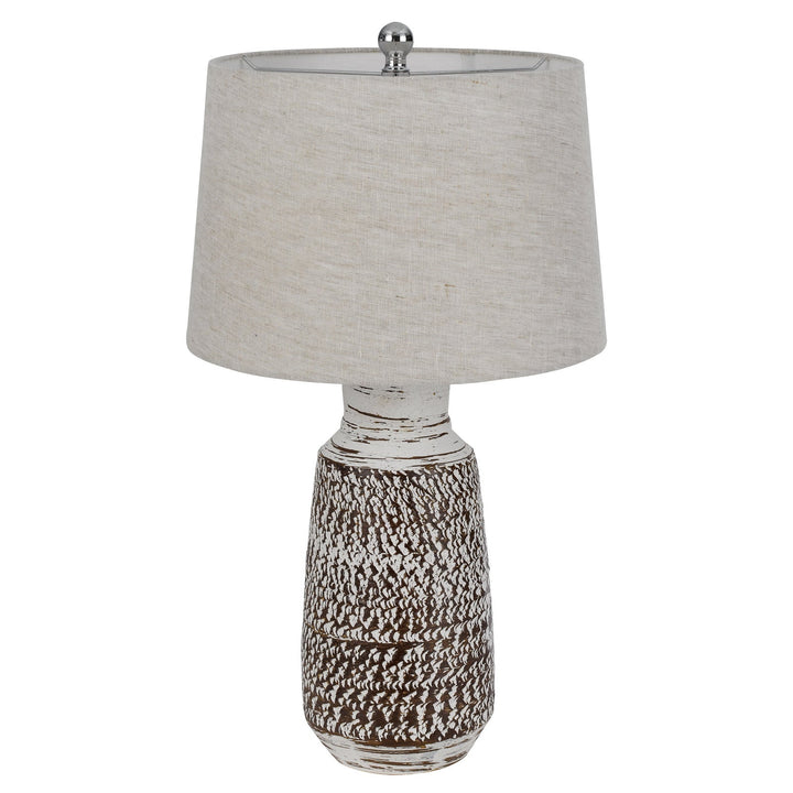 ##Antique Hardware## 150W 3 WAY SCOTTSBORO CERAMIC TABLE LAMP AND HARDBACK TAPER DRUM SOFT BURLAP SHADE (SOLD AS PAIRS)