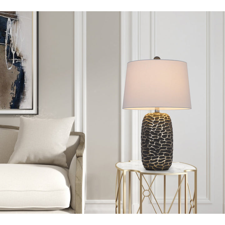 Antique Hardware 150W 3 WAY MENLO RESIN TABLE LAMP WITH HARDBACK TAPER DRUM FABRIC SHADE (SOLD AS PAIRS) Table Lamp