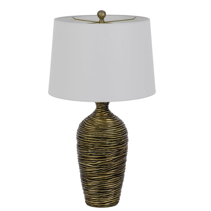 ##Antique Hardware## 150W 3 WAY AURORA RESIN TABLE LAMP WITH HARDBACK TAPER DRUM FABRIC SHADE (SOLD AS PAIRS)