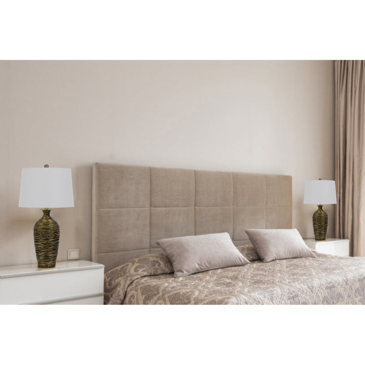 ##Antique Hardware## 150W 3 WAY AURORA RESIN TABLE LAMP WITH HARDBACK TAPER DRUM FABRIC SHADE (SOLD AS PAIRS)