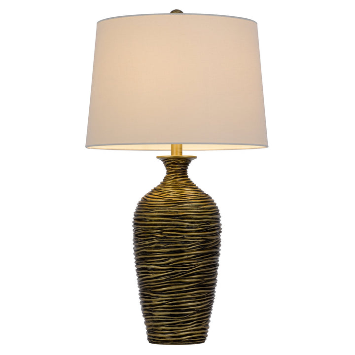 ##Antique Hardware## 150W 3 WAY AURORA RESIN TABLE LAMP WITH HARDBACK TAPER DRUM FABRIC SHADE (SOLD AS PAIRS)