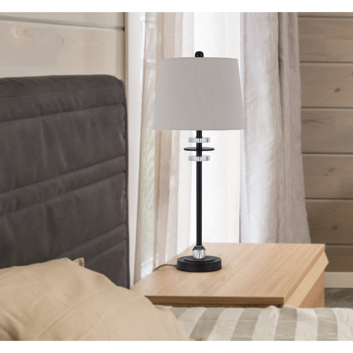 Antique Hardware 60W SITKA BUFFET LAMP WITH CRYSTAL ACCENT FONT AND HARDBACK TAPER DRUM FABRIC SHADE (SOLD AS PAIRS) Table Lamp