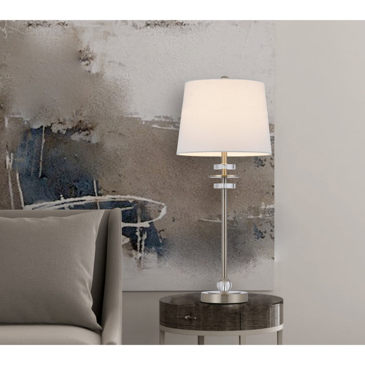 Antique Hardware 60W SITKA BUFFET LAMP WITH CRYSTAL ACCENT FONT AND HARDBACK TAPER DRUM FABRIC SHADE (SOLD AS PAIRS) Table Lamp