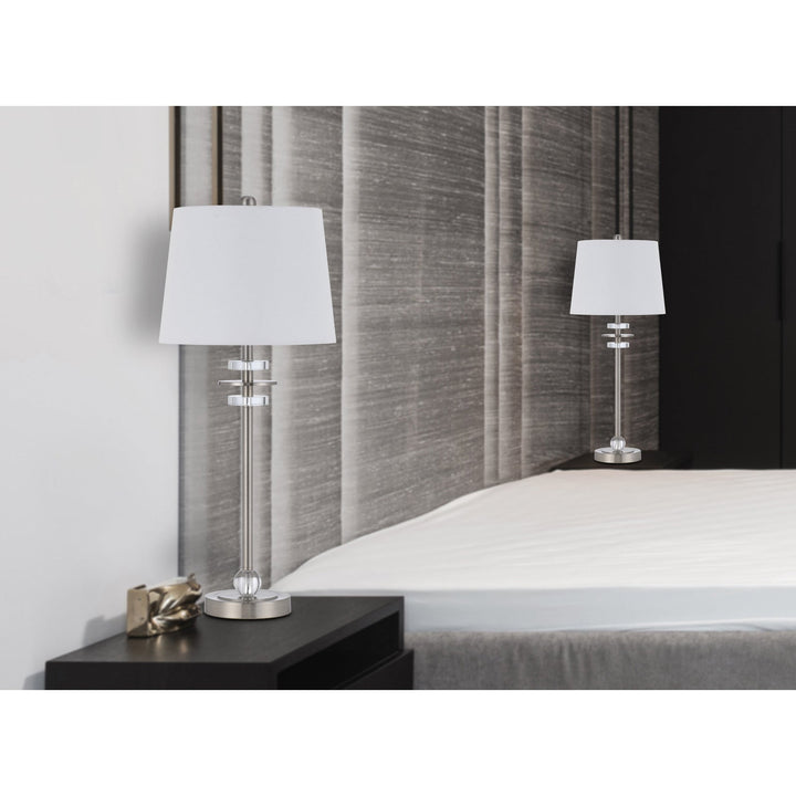 Antique Hardware 60W SITKA BUFFET LAMP WITH CRYSTAL ACCENT FONT AND HARDBACK TAPER DRUM FABRIC SHADE (SOLD AS PAIRS) Table Lamp