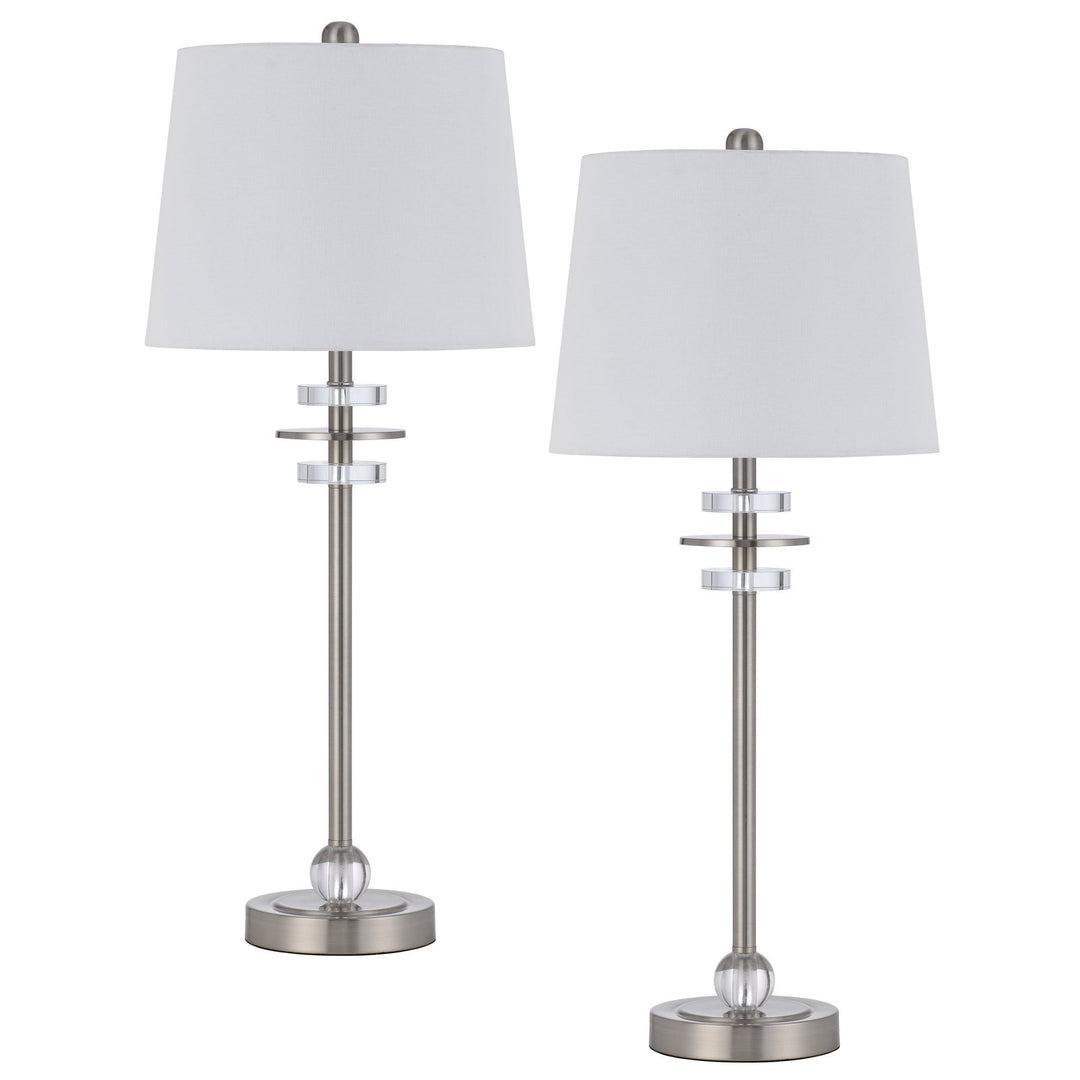 Antique Hardware 60W SITKA BUFFET LAMP WITH CRYSTAL ACCENT FONT AND HARDBACK TAPER DRUM FABRIC SHADE (SOLD AS PAIRS) Table Lamp