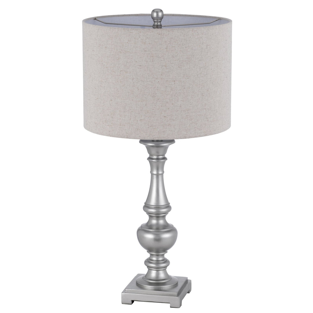 ##Antique Hardware## 100W NAMPA RESIN TABLE LAMP WITH HARDBACK DRUM FABRIC SHADE (SOLD AS PAIRS)