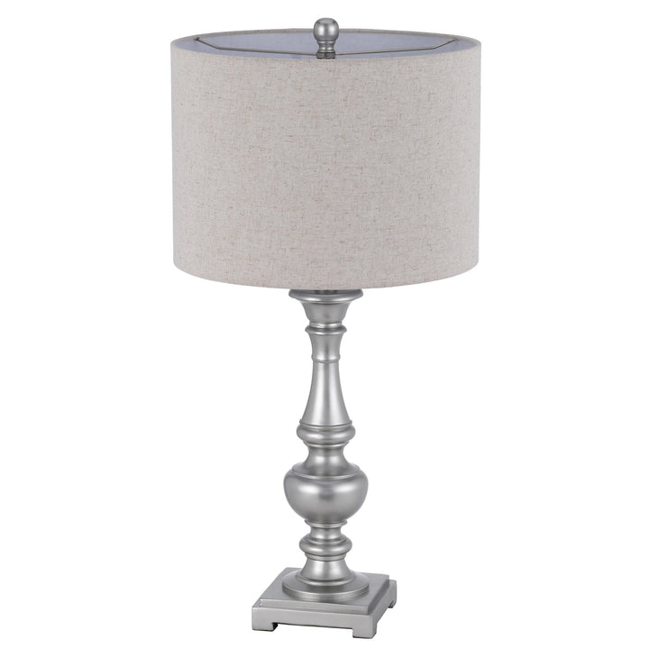 ##Antique Hardware## 100W NAMPA RESIN TABLE LAMP WITH HARDBACK DRUM FABRIC SHADE (SOLD AS PAIRS)